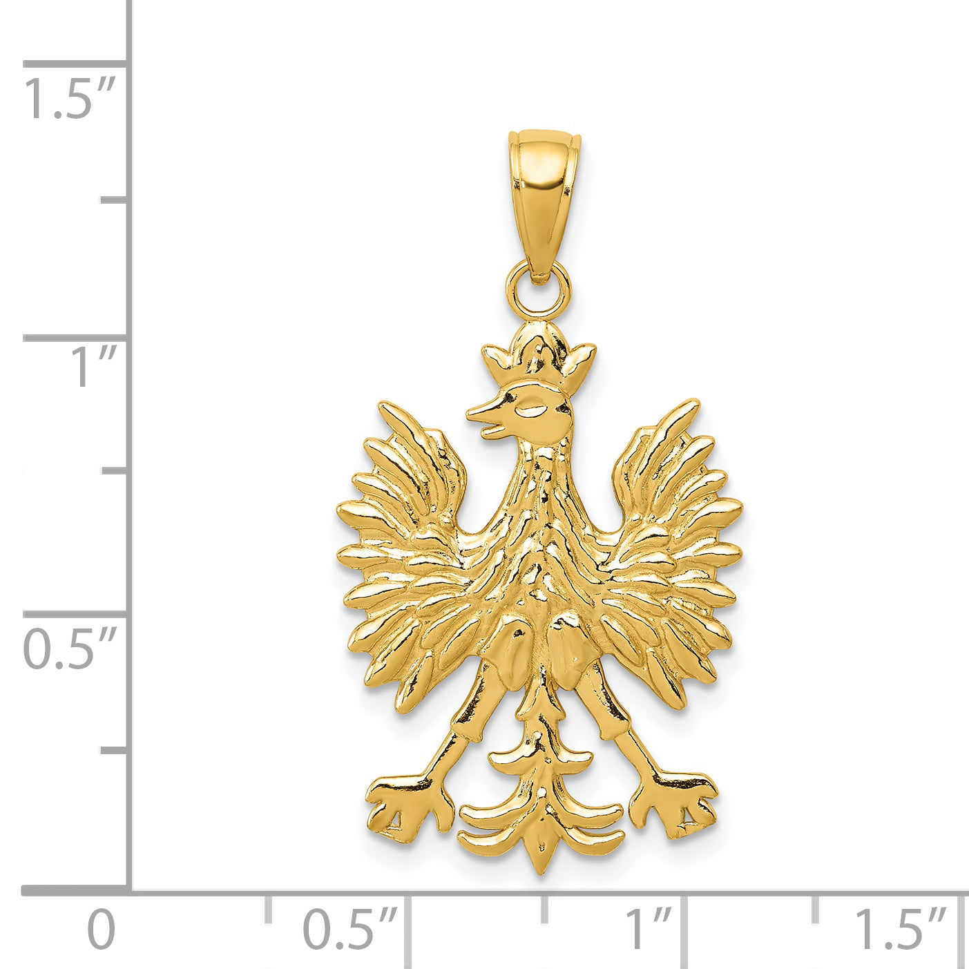 14K Gold Phoenix Bird Charm with Polished Textured Finish for Men