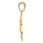 14K Gold Police Badge Pendant with Rhodium Accents  Polished Solid Design