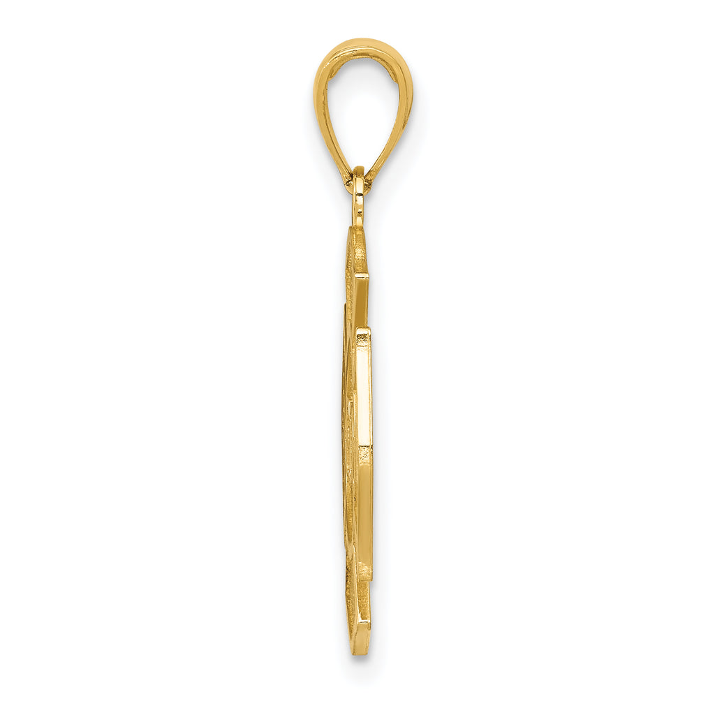 14K Gold Fire Department Badge Pendant for Men Polished, Solid Design