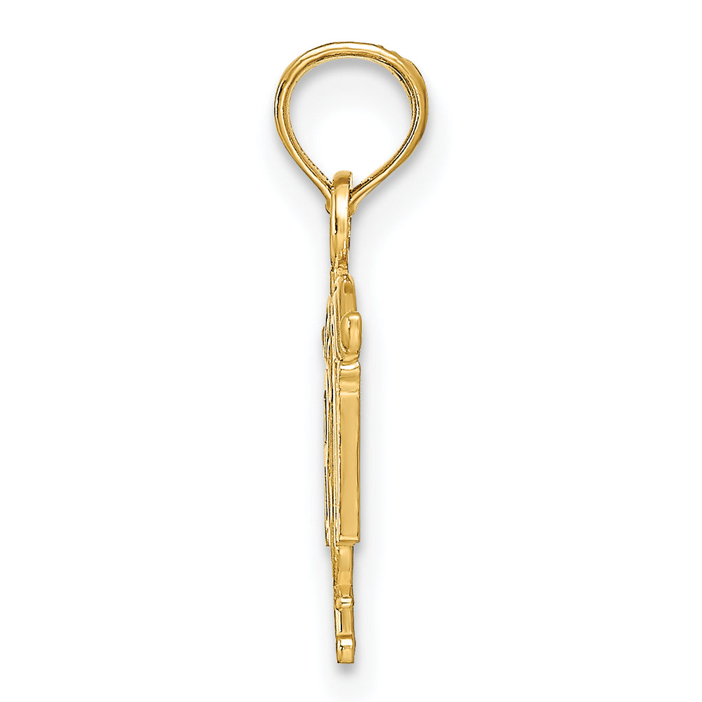 14K Gold RN Registered Nurse Pendant with Polished Finish and Solid Design