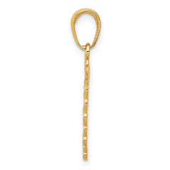 14K Gold Caduceus Charm with Polished Finish and Textured Back