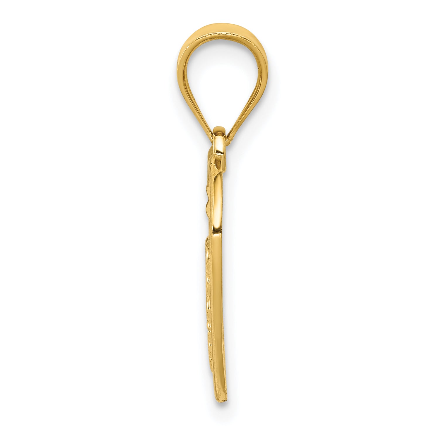 14K Gold Caduceus Heart Medical Pendant with Polished Finish for Everyday Wear