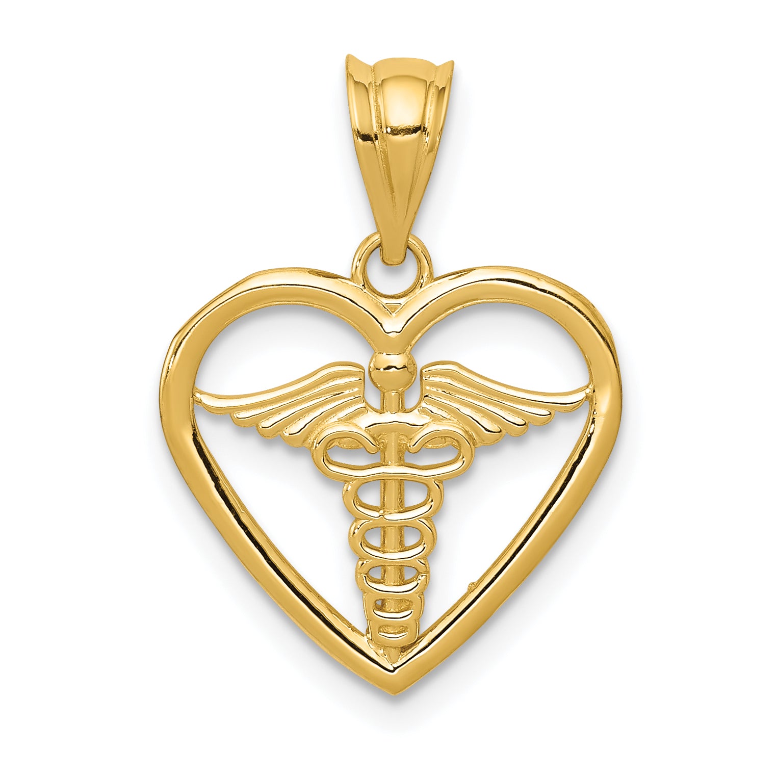 14k Caduceus Heart Medical Pendant Main image
