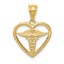 14k Caduceus Heart Medical Pendant
