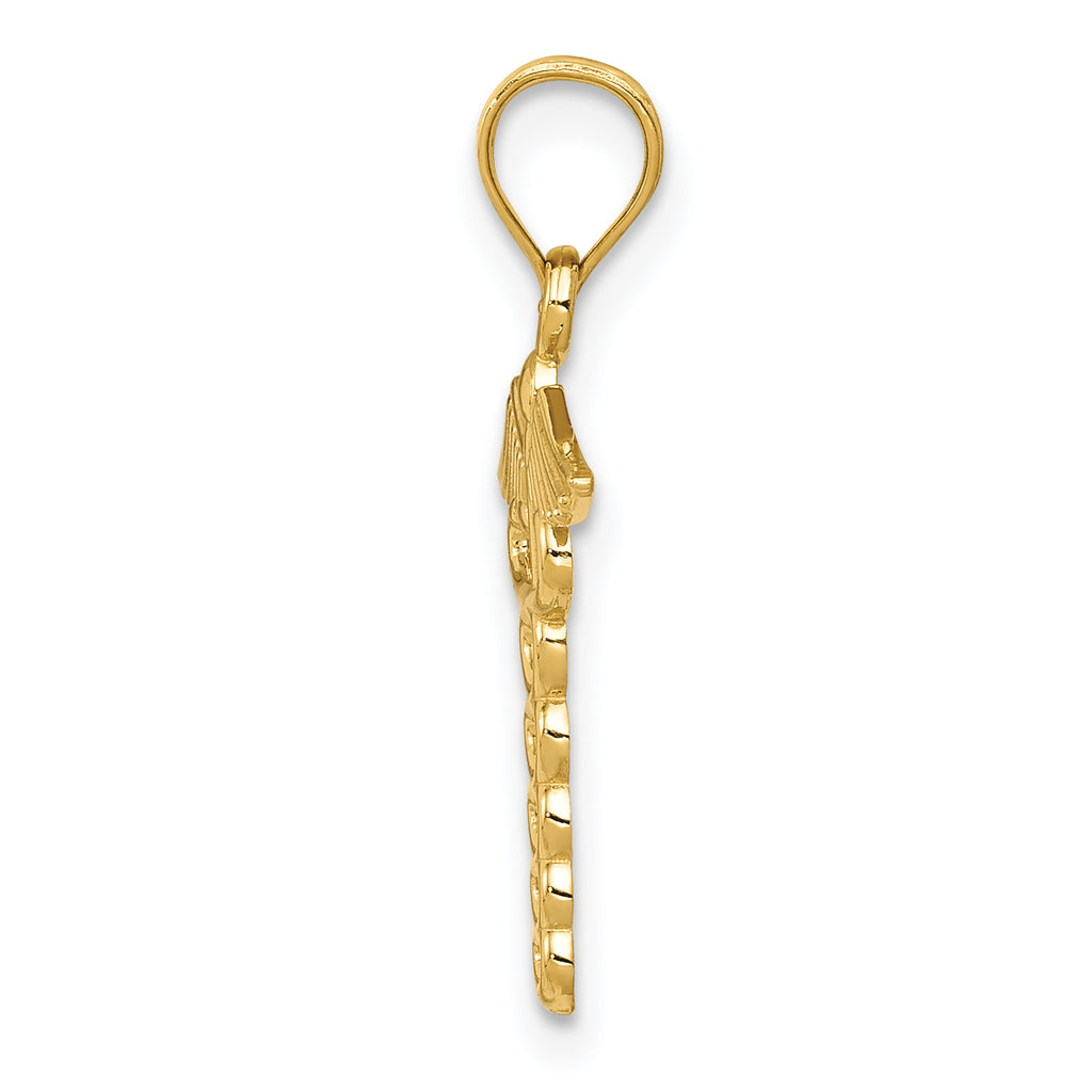 14K Gold Caduceus Medical Pendant with Polished Finish