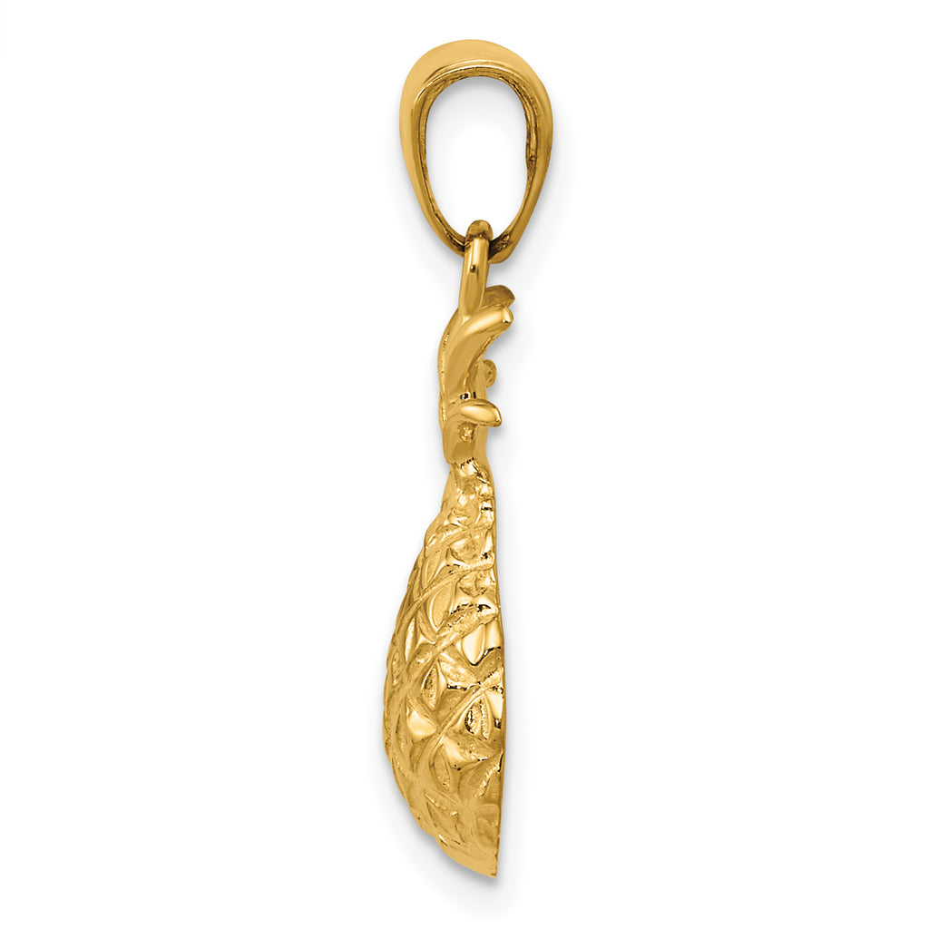 14K Gold Diamond-Cut Pineapple Pendant with Polished Finish by Sophia Jewelers