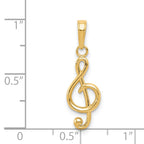14K Gold Polished Treble Clef Pendant with Open Back Design