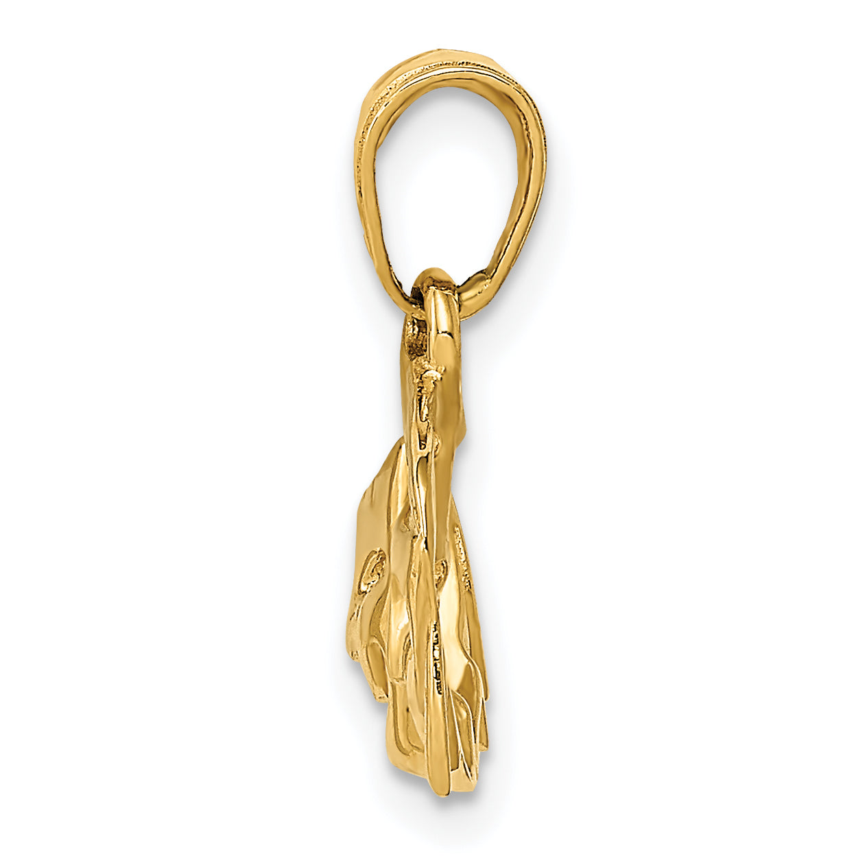 14K Gold Polished Comedy/Tragedy Pendant with Open-Back Design Secondary image