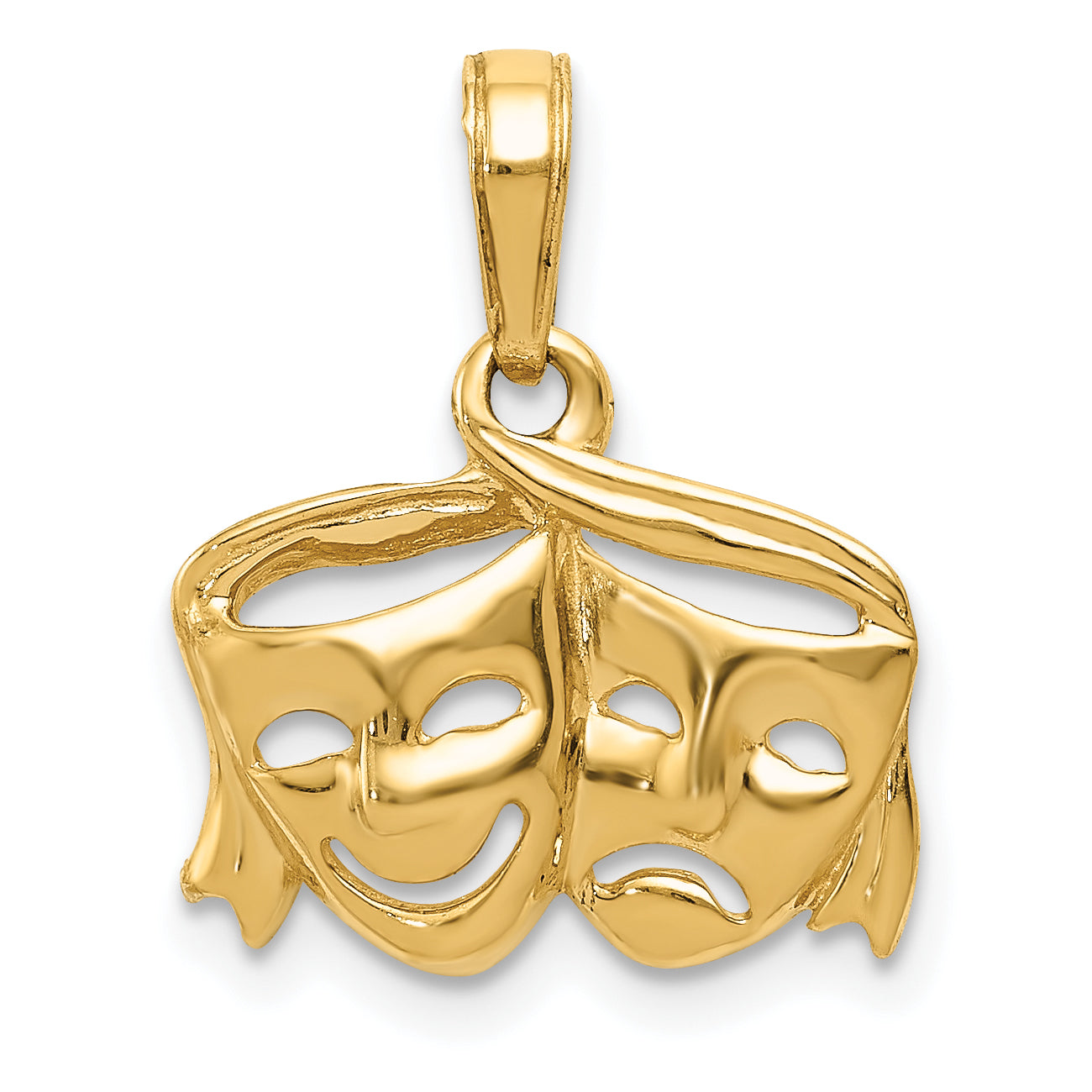 14k Polished Open-Backed Comedy/Tragedy Pendant Main image