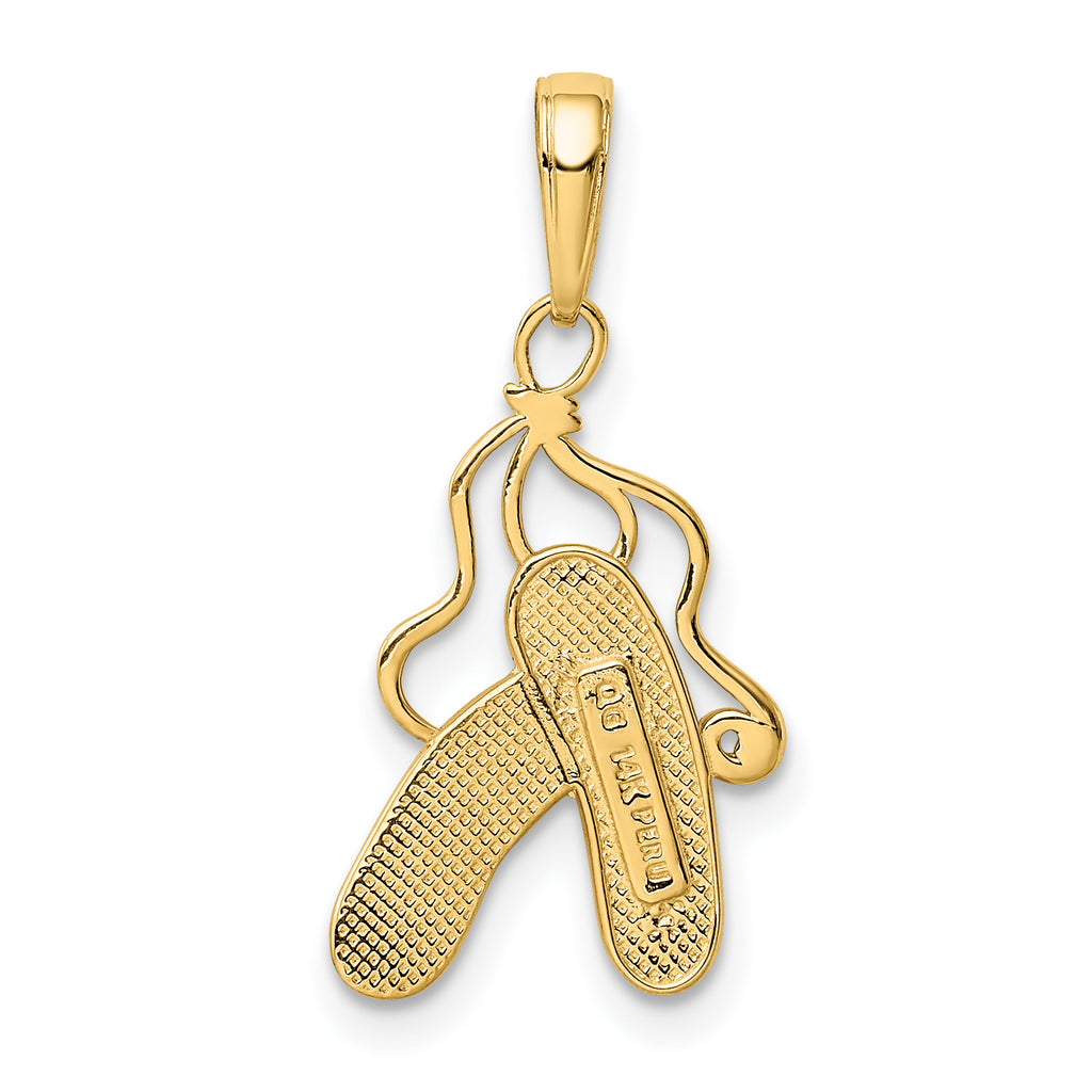 14K Gold Enameled Ballet Slippers Charm with Pink Accents  Elegant, Polished Finish