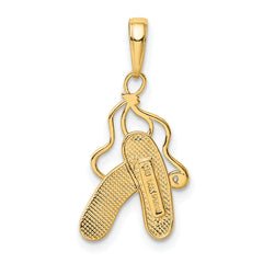 14K Gold Enameled Ballet Slippers Charm with Pink Accents  Elegant, Polished Finish