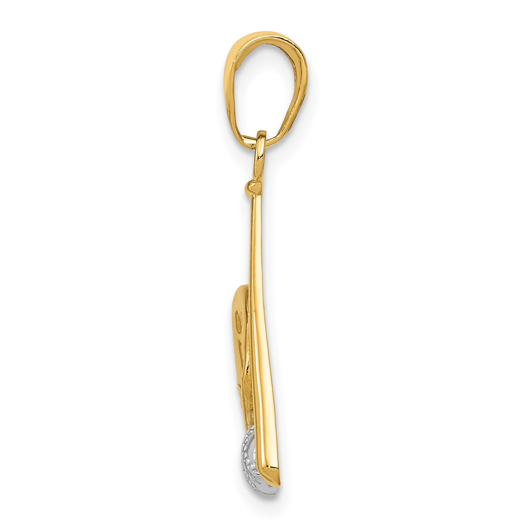 14K Gold Baseball Bat and Glove Pendant with Rhodium Accents  Polished & Textured Secondary image