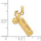 14K Gold Men's Golf Bag Charm  Polished, Textured, Elegant Design