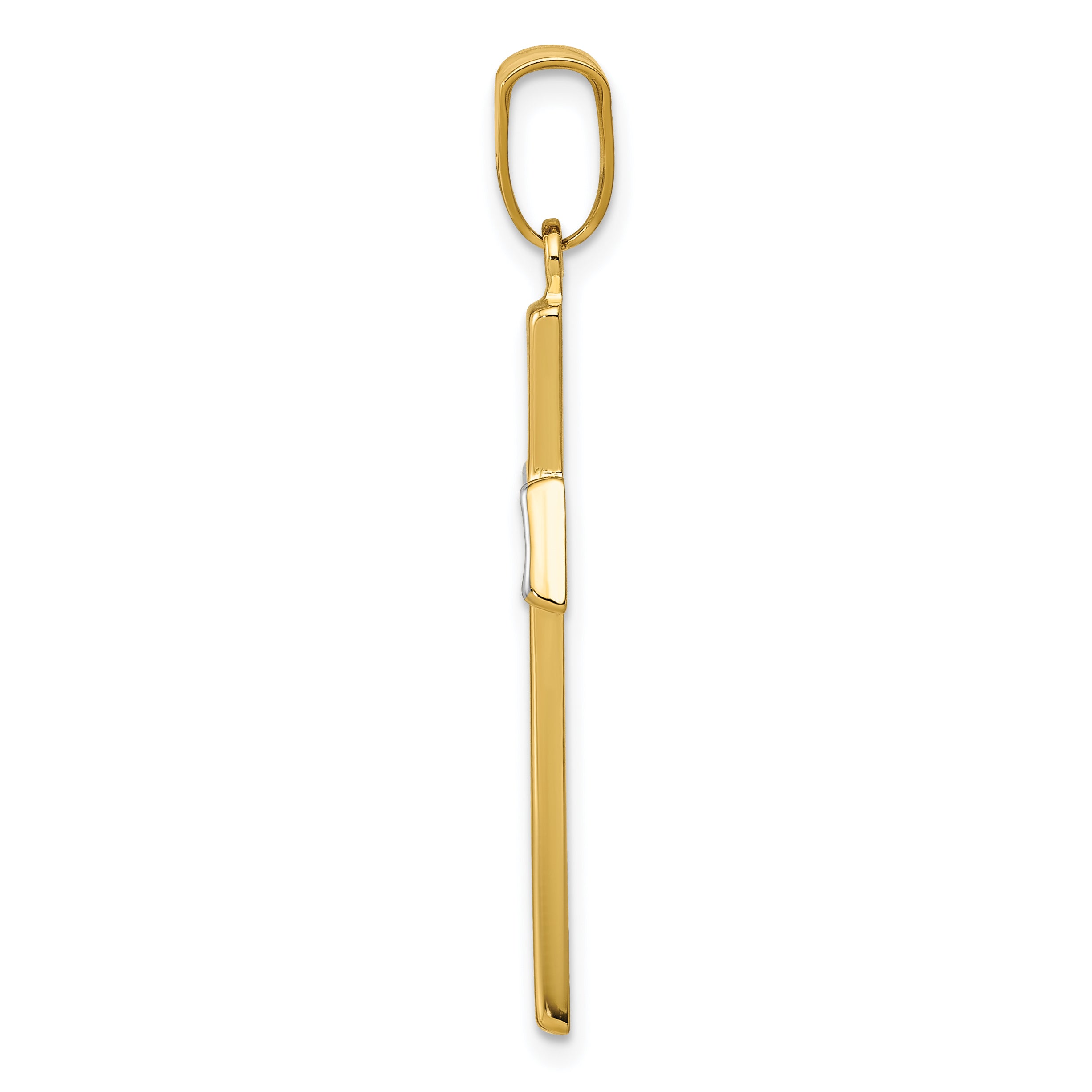 14K Yellow Gold Cross Pendant with Rhodium Accents Semi-Solid, Polished Elegance. Secondary image
