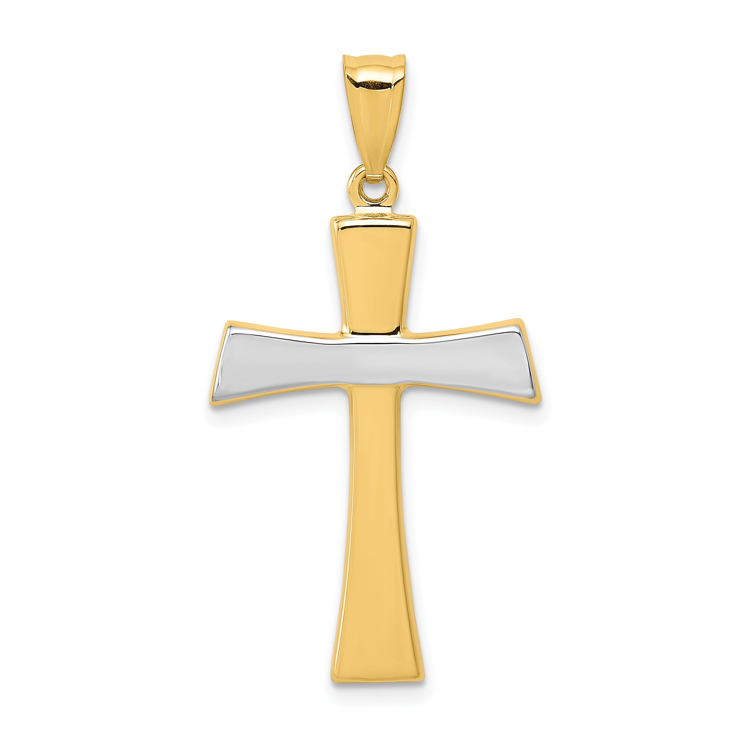14Kw/Rhodium Polished Cross Pendant Main image