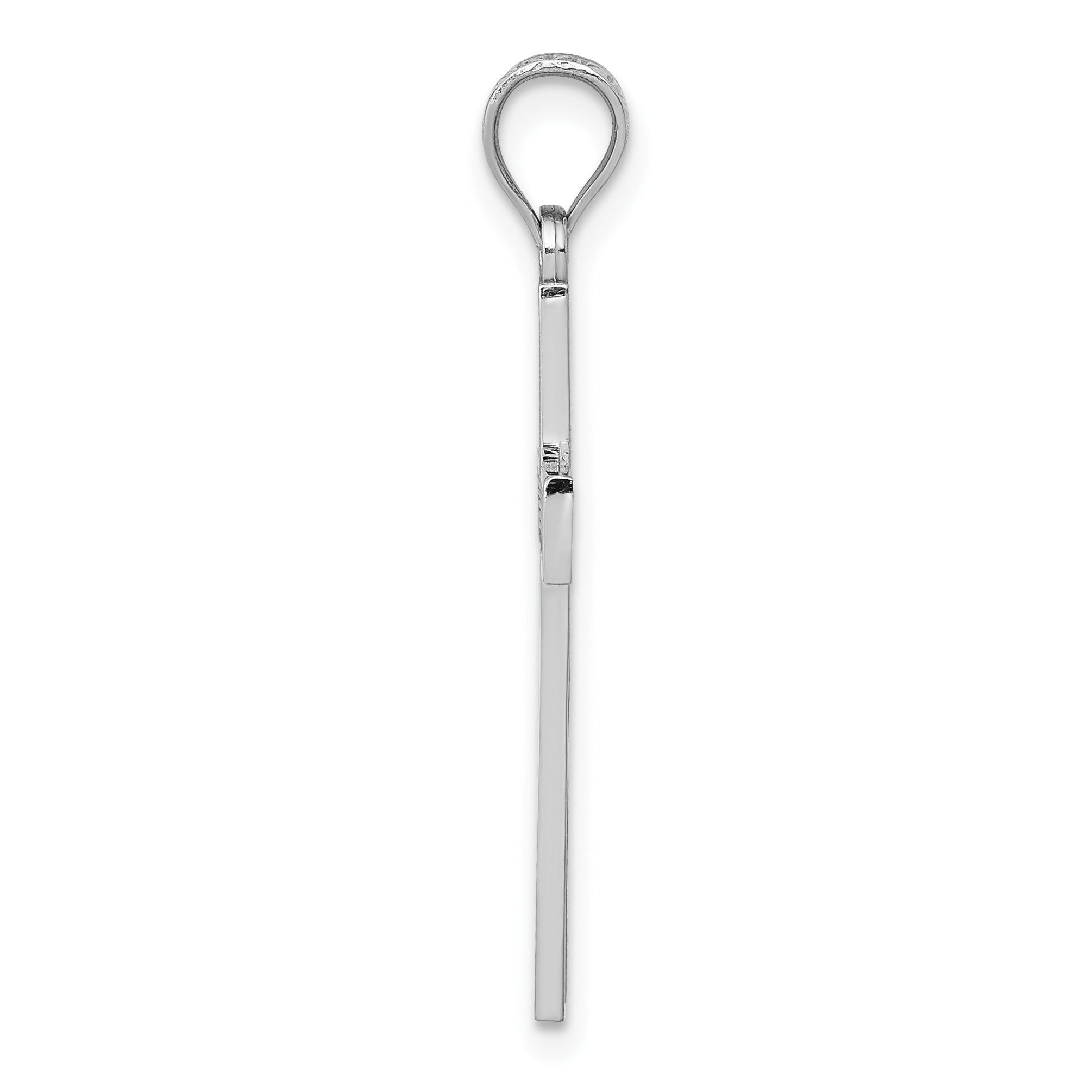14K White Gold Cross Pendant with Polished Rhodium Finish  Elegant and Tarnish-Resistant Design