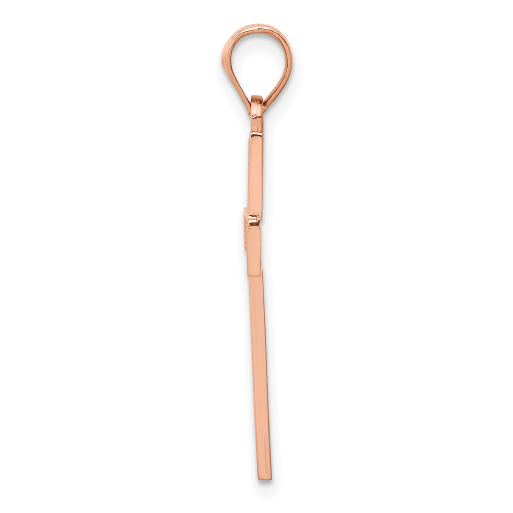 14K Rose Gold Cross Pendant with Polished Finish and Textured Back Elegant and Timeless Design