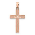 14K Rose Gold Cross Pendant with Polished Finish and Textured Back Elegant and Timeless Design