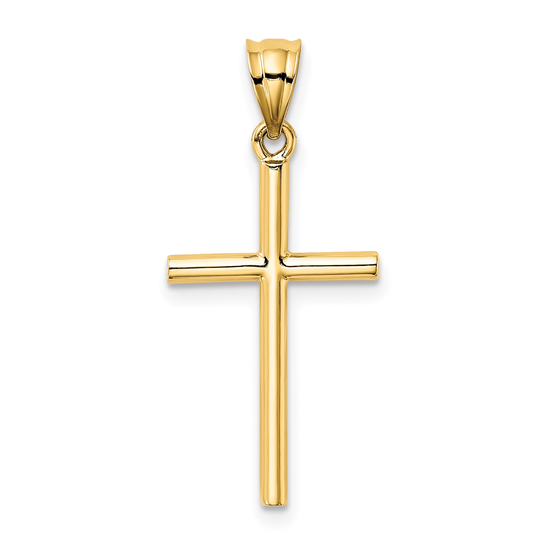 14K Gold Solid Cross Pendant with 3D Design  Elegant Faith Symbol