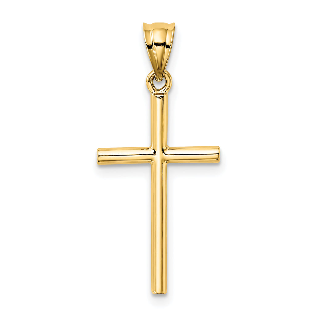 14K Gold Solid Cross Pendant with 3D Design  Elegant Faith Symbol