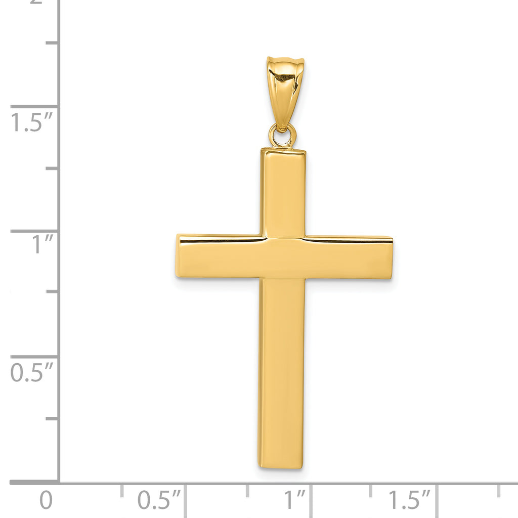 14K Gold Hollow Cross Pendant with Polished Finish  Elegant and Timeless Design by Sophia Jewelers