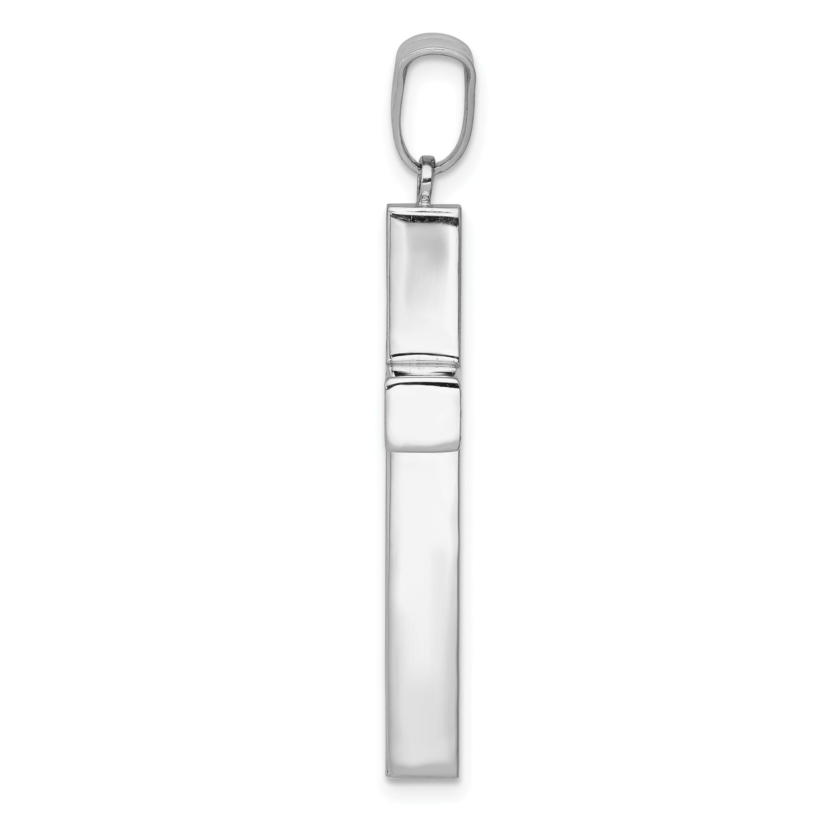 14K White Gold Hollow Cross Pendant with Rhodium Finish  Elegant, Polished, and Lightweight Design