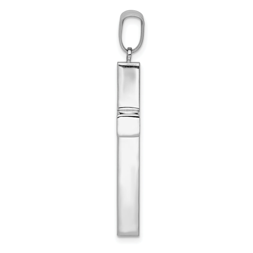 14K White Gold Hollow Cross Pendant with Rhodium Finish  Elegant, Polished, and Lightweight Design