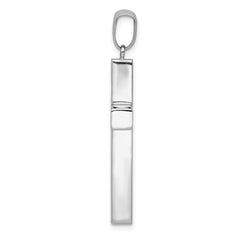 14K White Gold Hollow Cross Pendant with Rhodium Finish  Elegant, Polished, and Lightweight Design