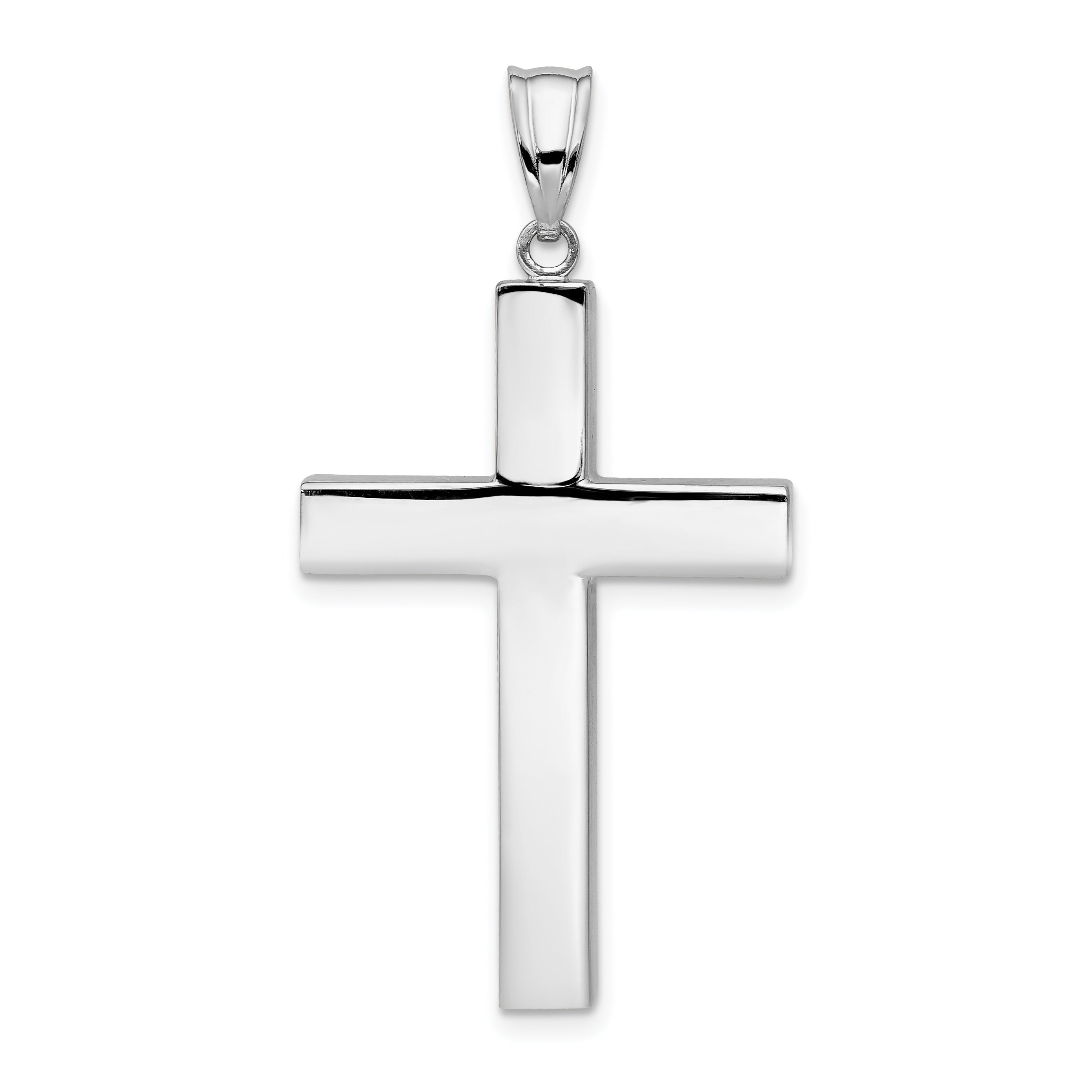 14k White Gold Polished Hollow Cross Pendant Main image