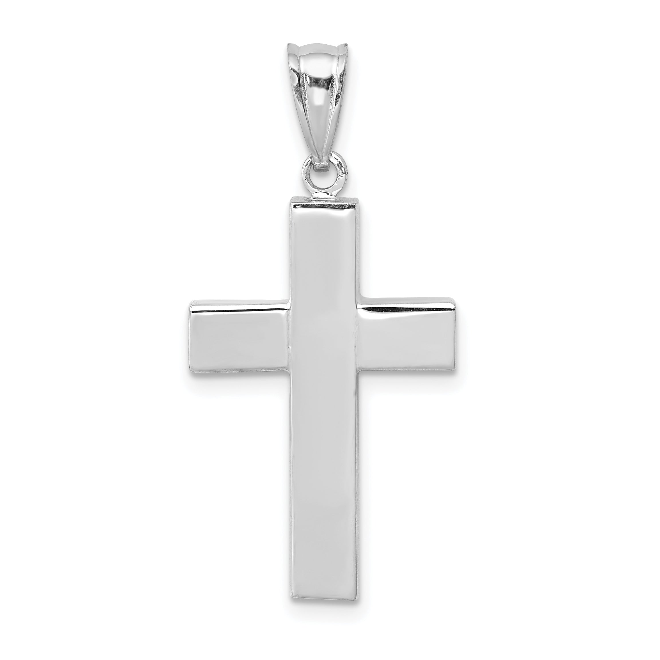 14k White Gold Polished Hollow Cross Pendant Main image