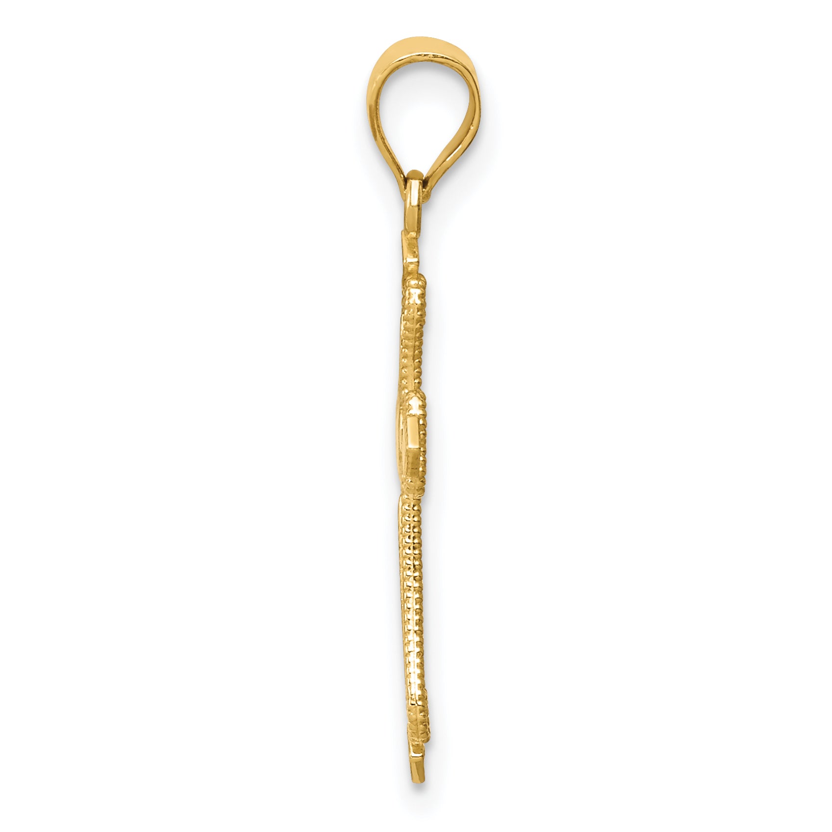 14K Gold Mini Budded Cross Pendant Solid, Casted Design