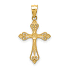 14K Gold Mini Budded Cross Pendant Solid, Casted Design