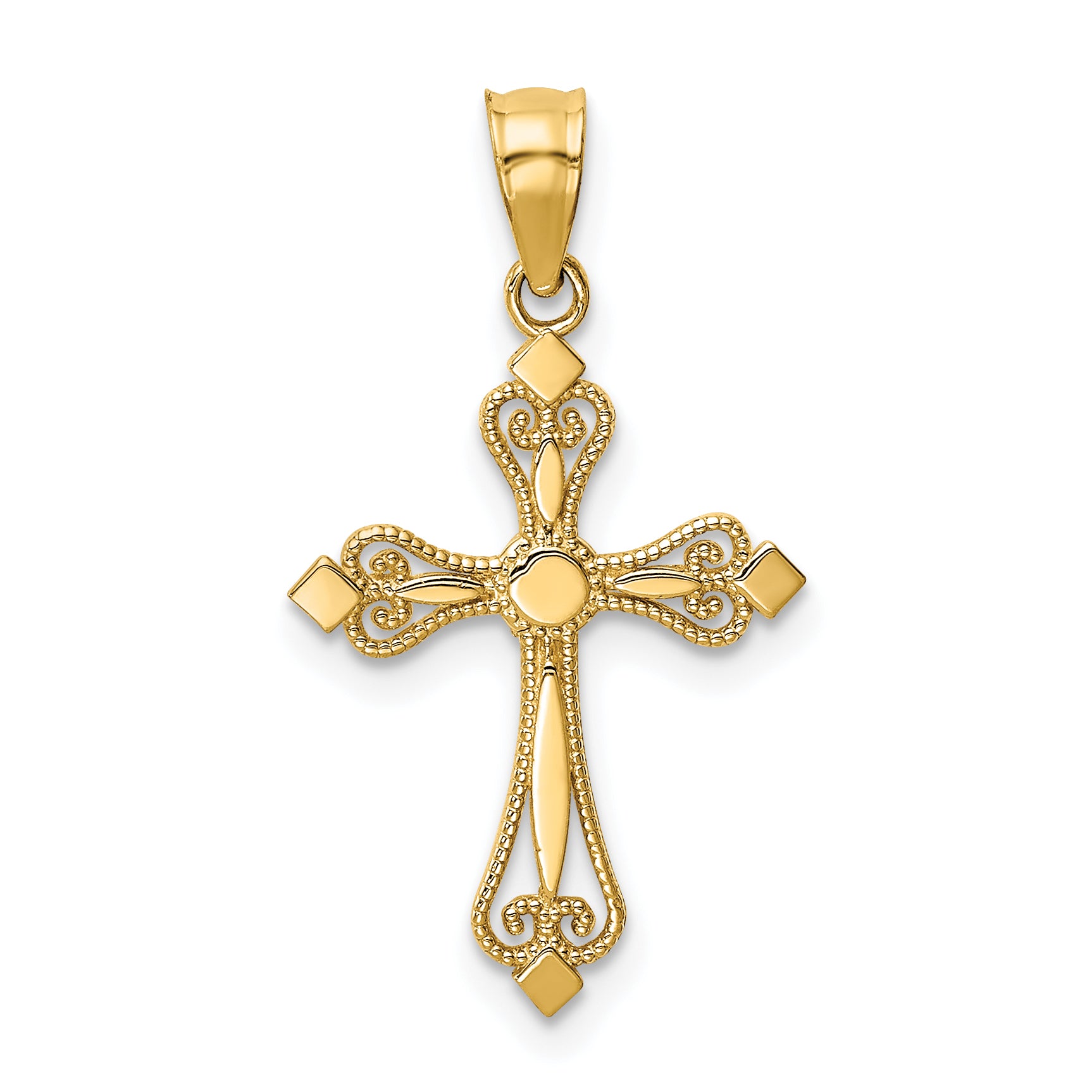 14k Mini Budded Cross Pendant Main image