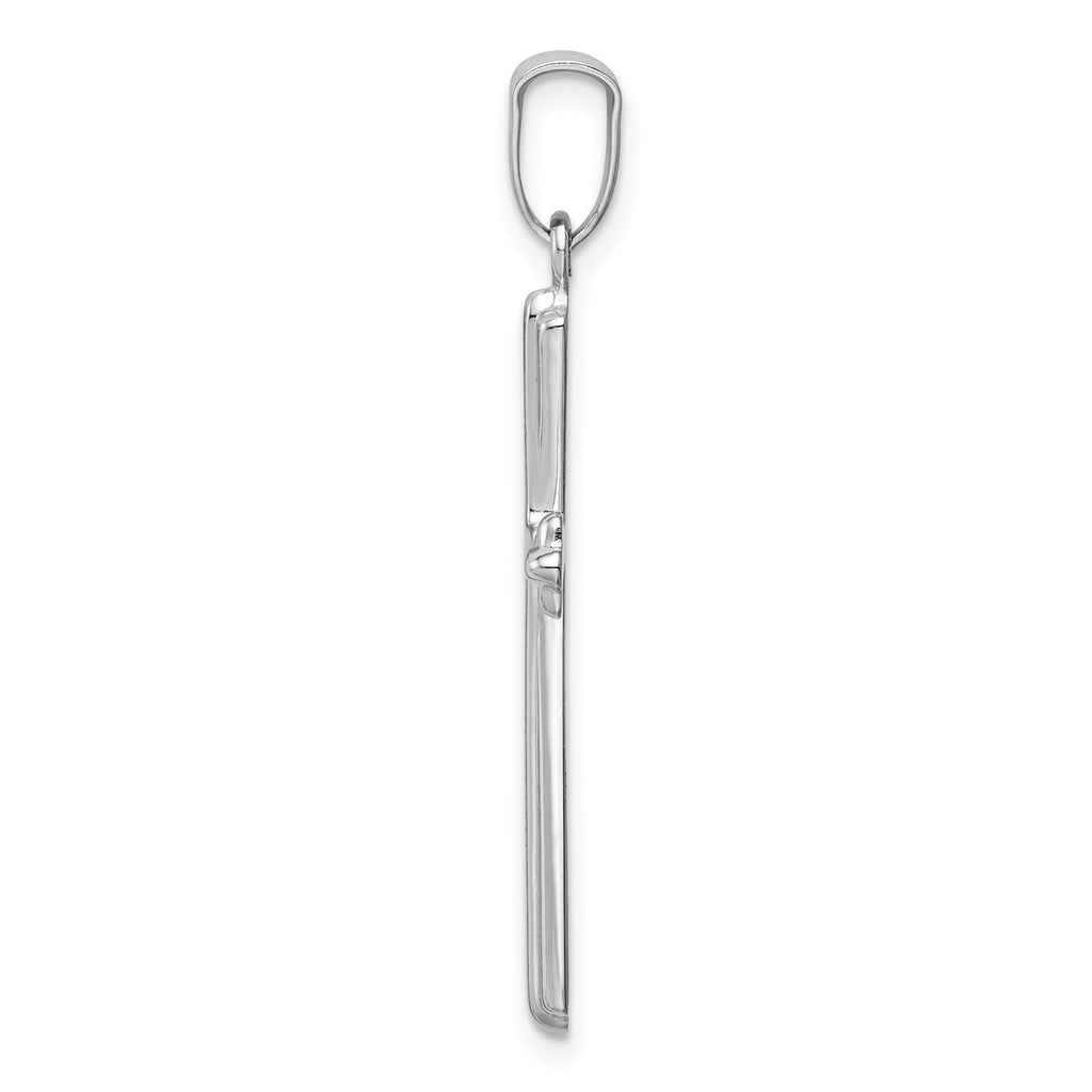 14K White Gold Polished Cross Pendant with Rhodium Finish Elegant and Timeless Design