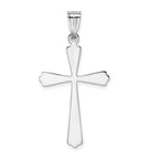 14K White Gold Polished Cross Pendant with Rhodium Finish Elegant and Timeless Design