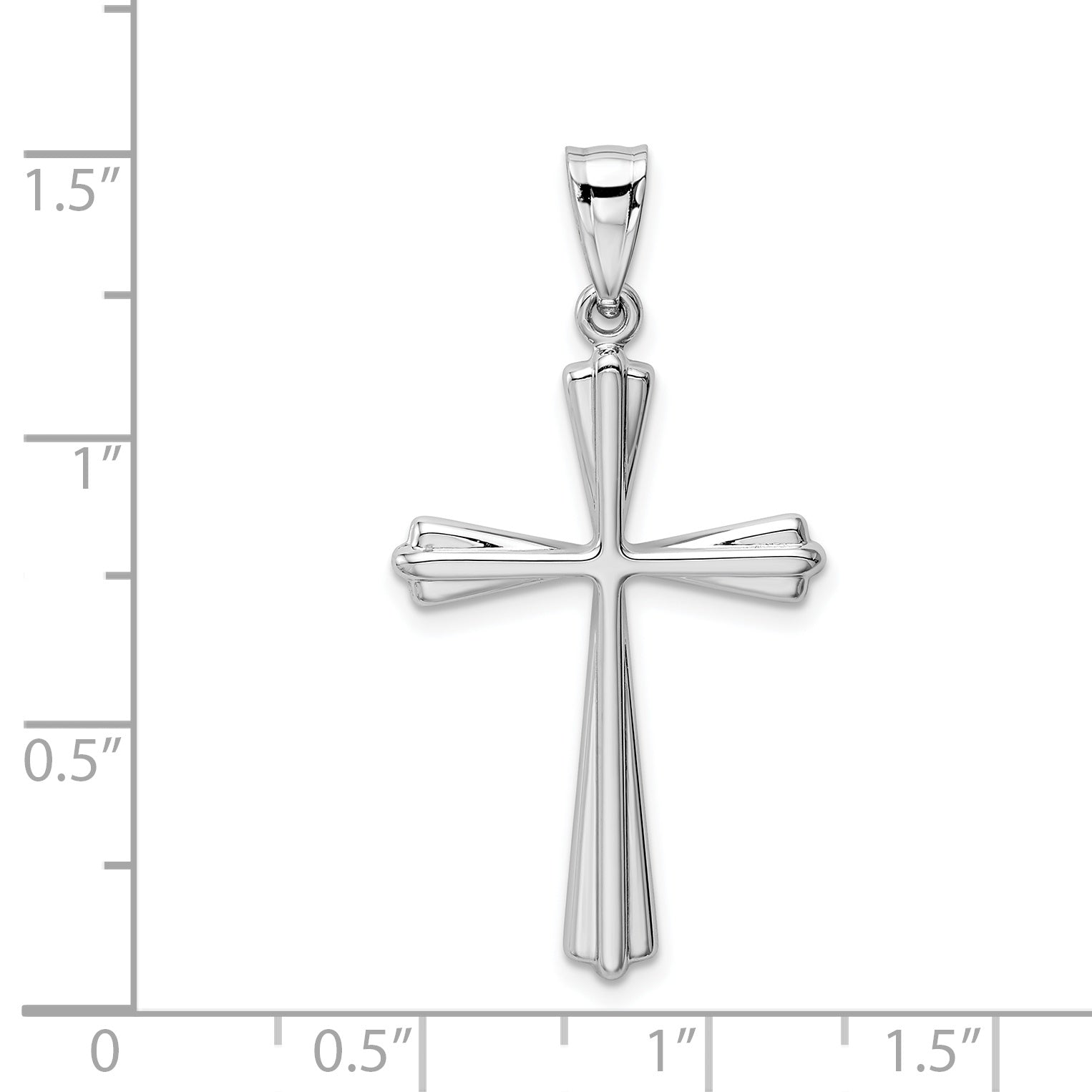 14K White Gold Polished Cross Pendant with Rhodium Finish Elegant and Timeless Design