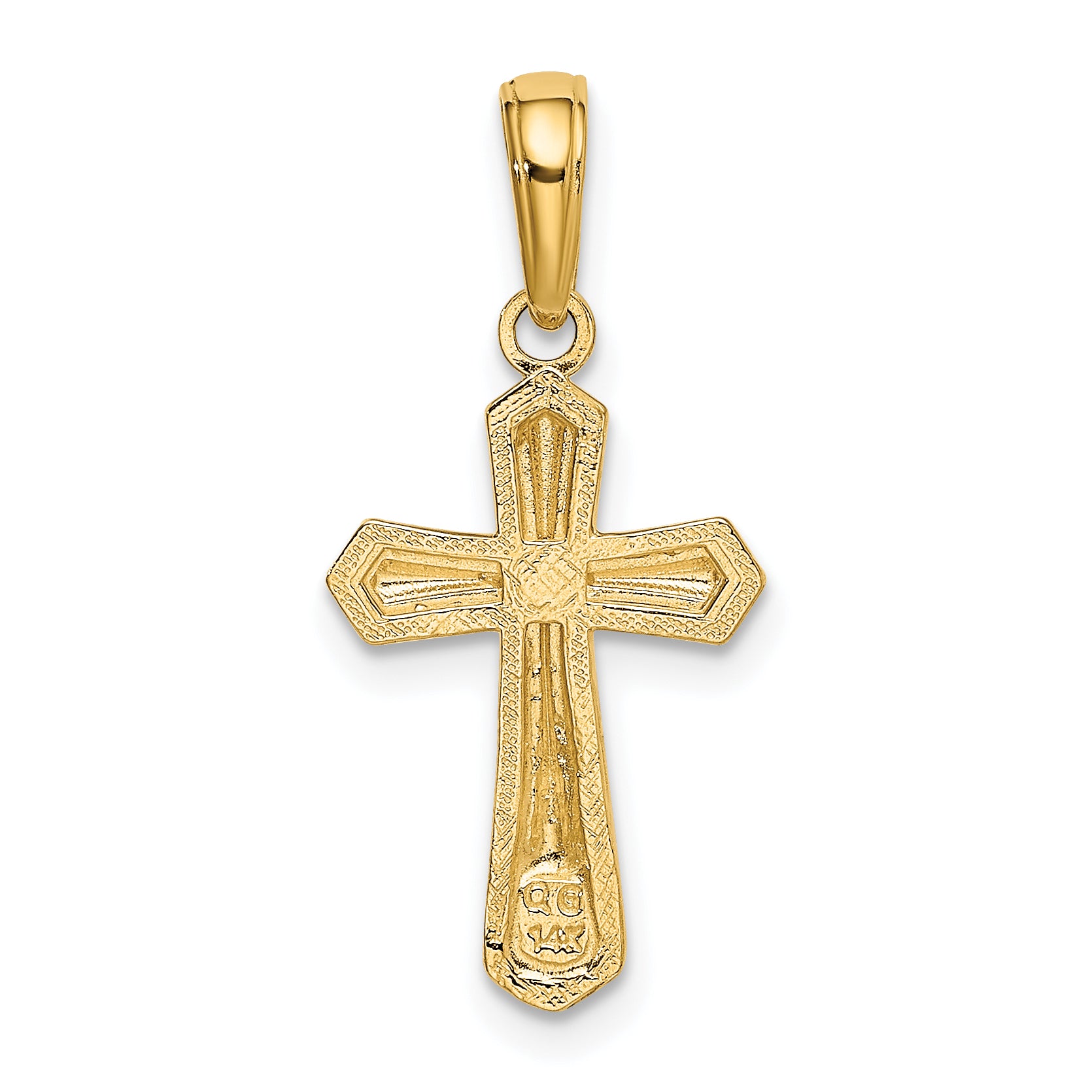 14K Gold Passion Cross Pendant with Solid Cast Design  Elegant and Refined