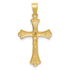 14K Gold Crucifix Pendant with Polished Finish  Solid and Textured Design