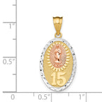 14K Two-Tone Lady Guadalupe Pendant with White Rhodium Polished Finish