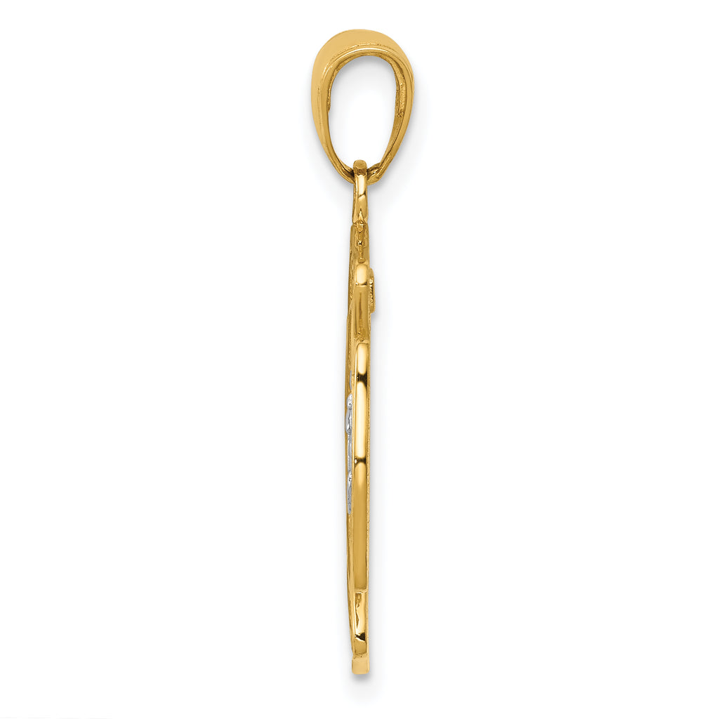 14K Two-Tone Saint Florian Medal Pendant with Polished Finish Solid Design