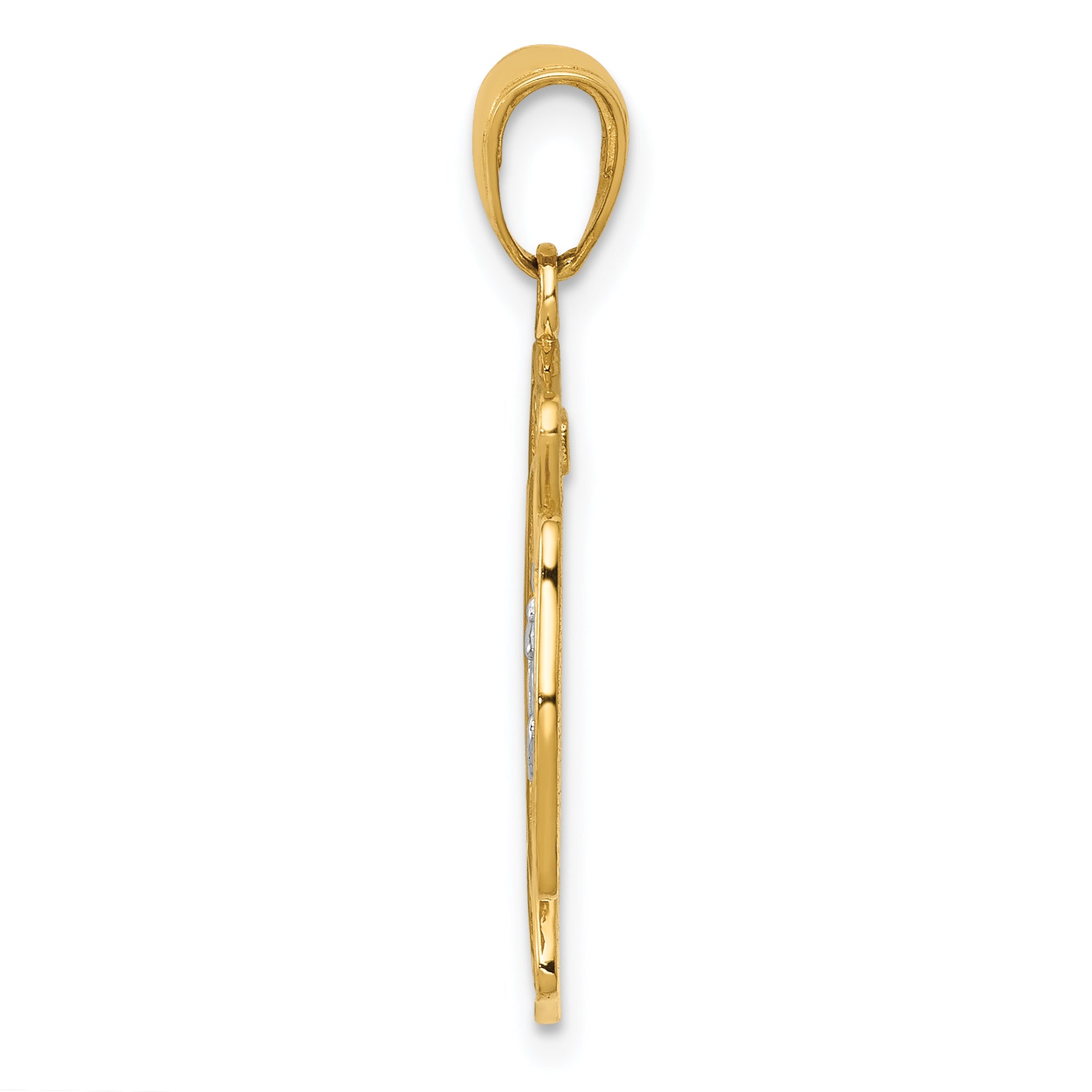 14K Two-Tone Saint Florian Medal Pendant with Polished Finish Solid Design