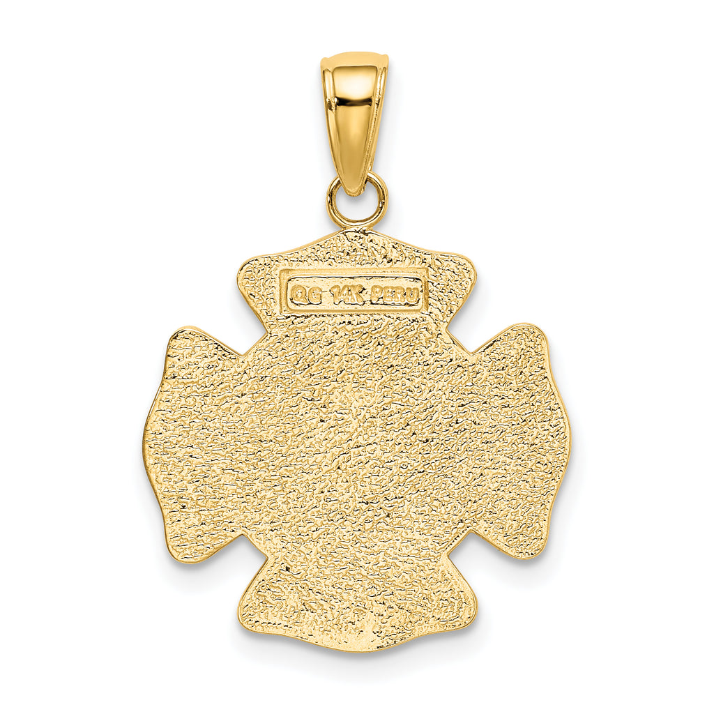 14K Two-Tone Saint Florian Medal Pendant with Polished Finish Solid Design