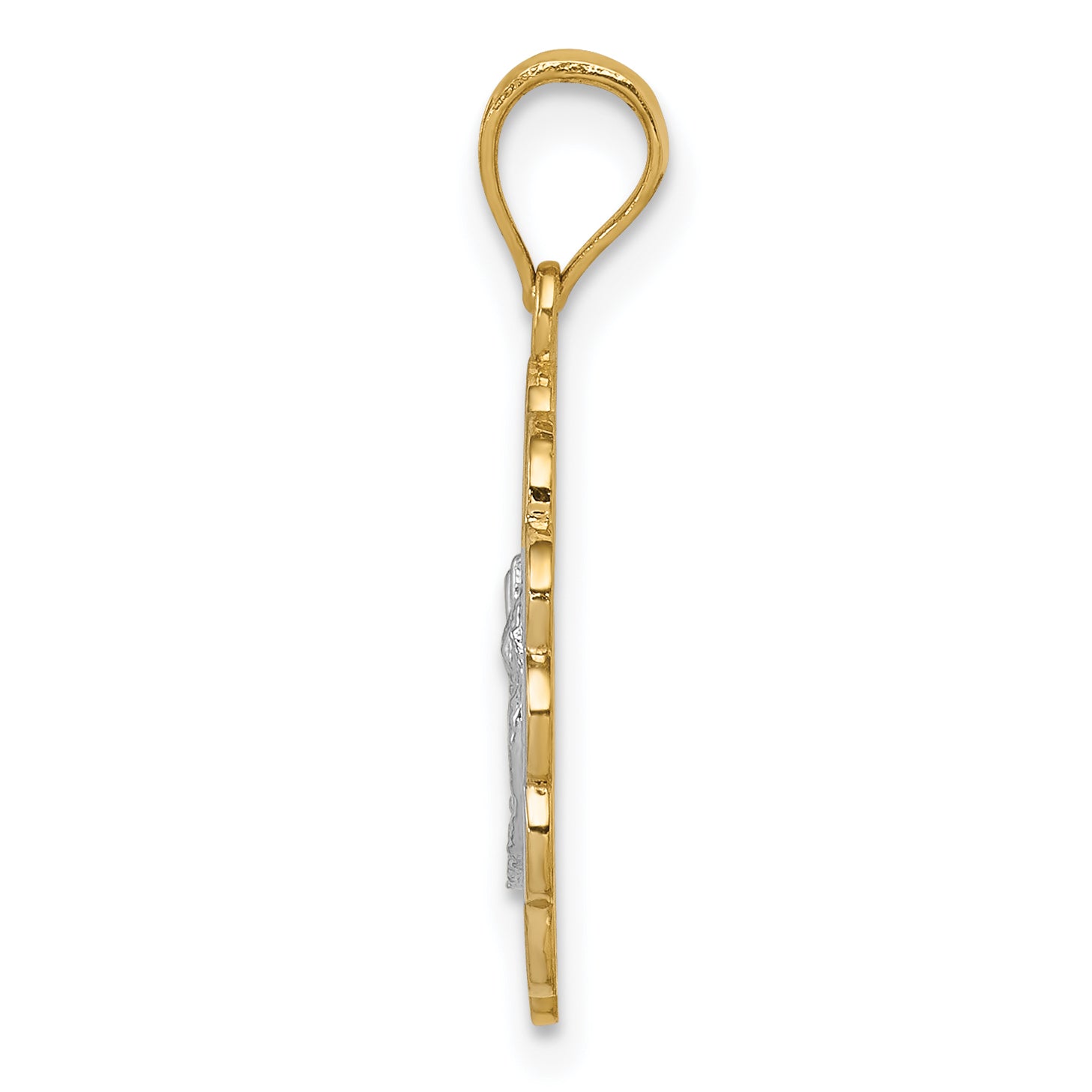 14K Two-Tone Gold Baptism Pendant with Rhodium Accent Solid Design Secondary image