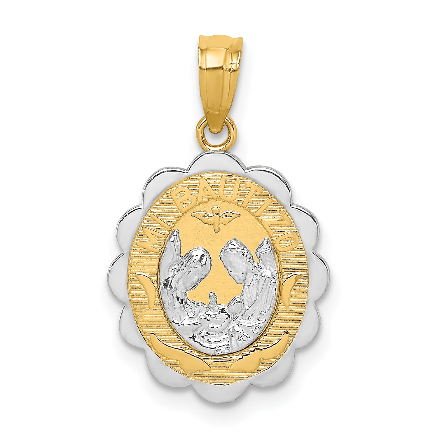 14K Two-tone W/Rhodium Baptism Pendant Main image