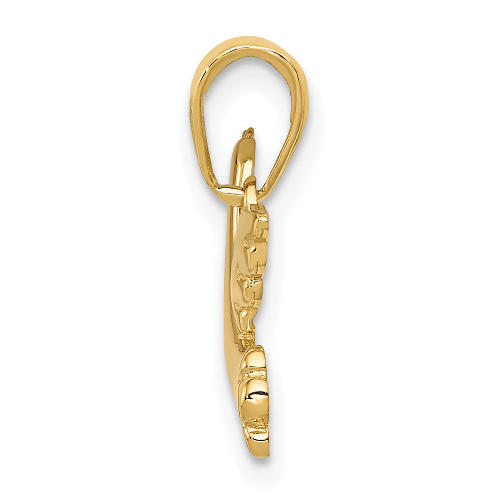 14K Gold Polished Dove Charm  Elegant Solid Design