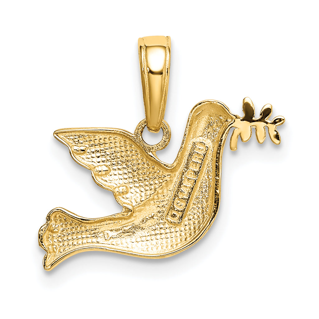 14K Gold Polished Dove Charm  Elegant Solid Design