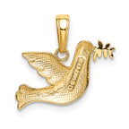 14K Gold Polished Dove Charm  Elegant Solid Design