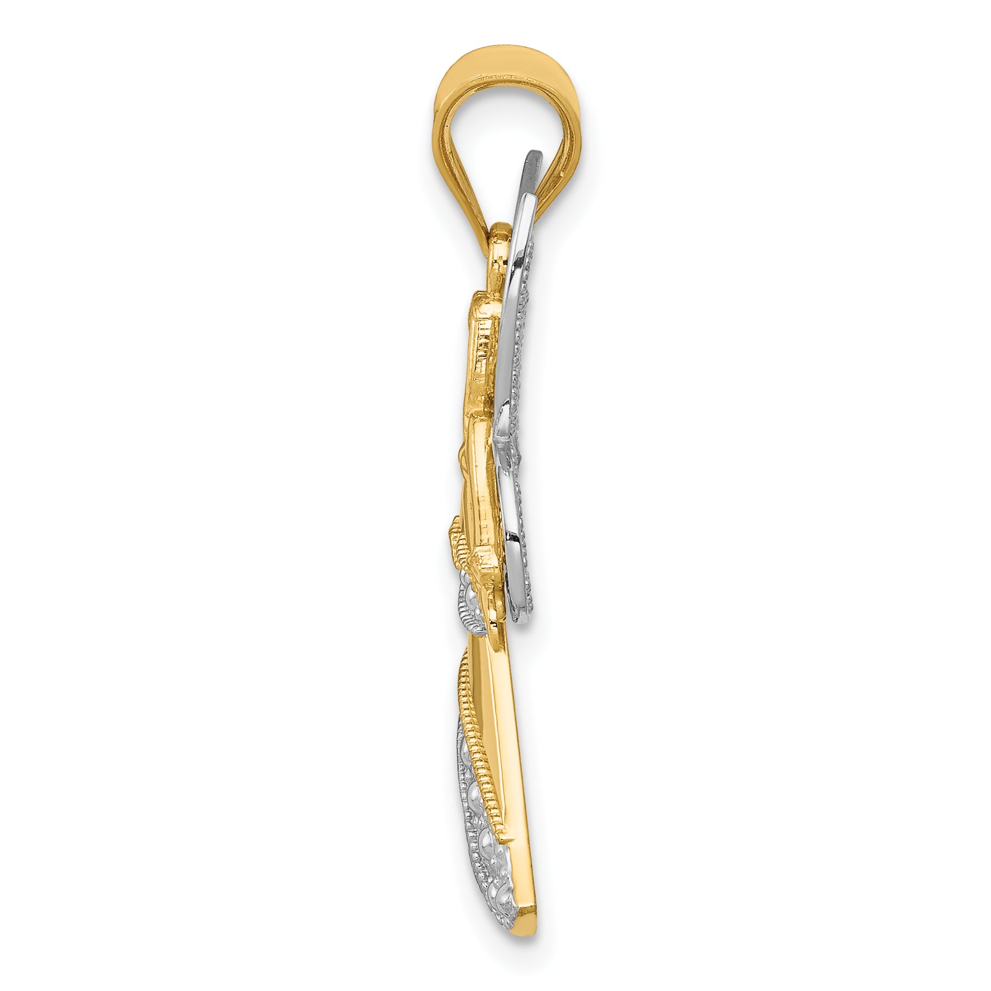 14K Two-Tone Gold Angel Pendant with Rhodium Finish Solid Craftsmanship Secondary image