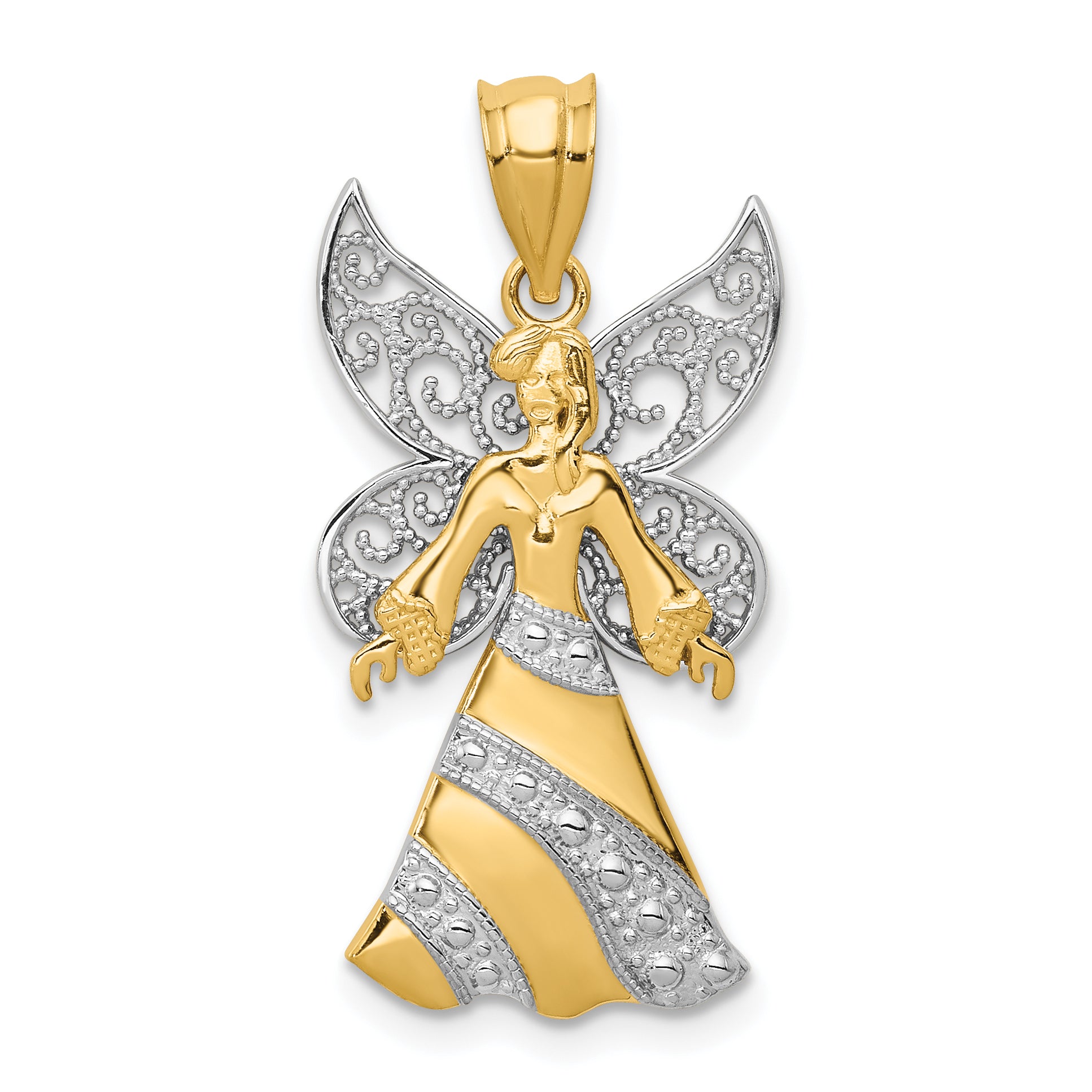 14KTwo-tone W/Rhodium Angel Pendant Main image