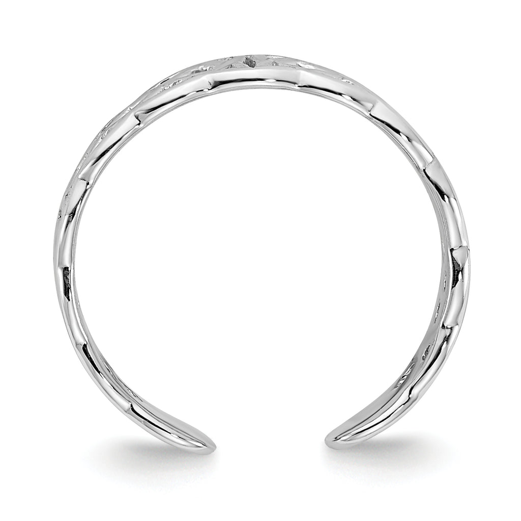14k White Gold Polished With Design Toe Ring